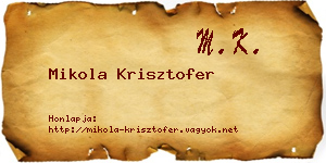 Mikola Krisztofer névjegykártya